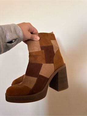 Target Patchwork Suede Ankle Boots - Multi Brown
